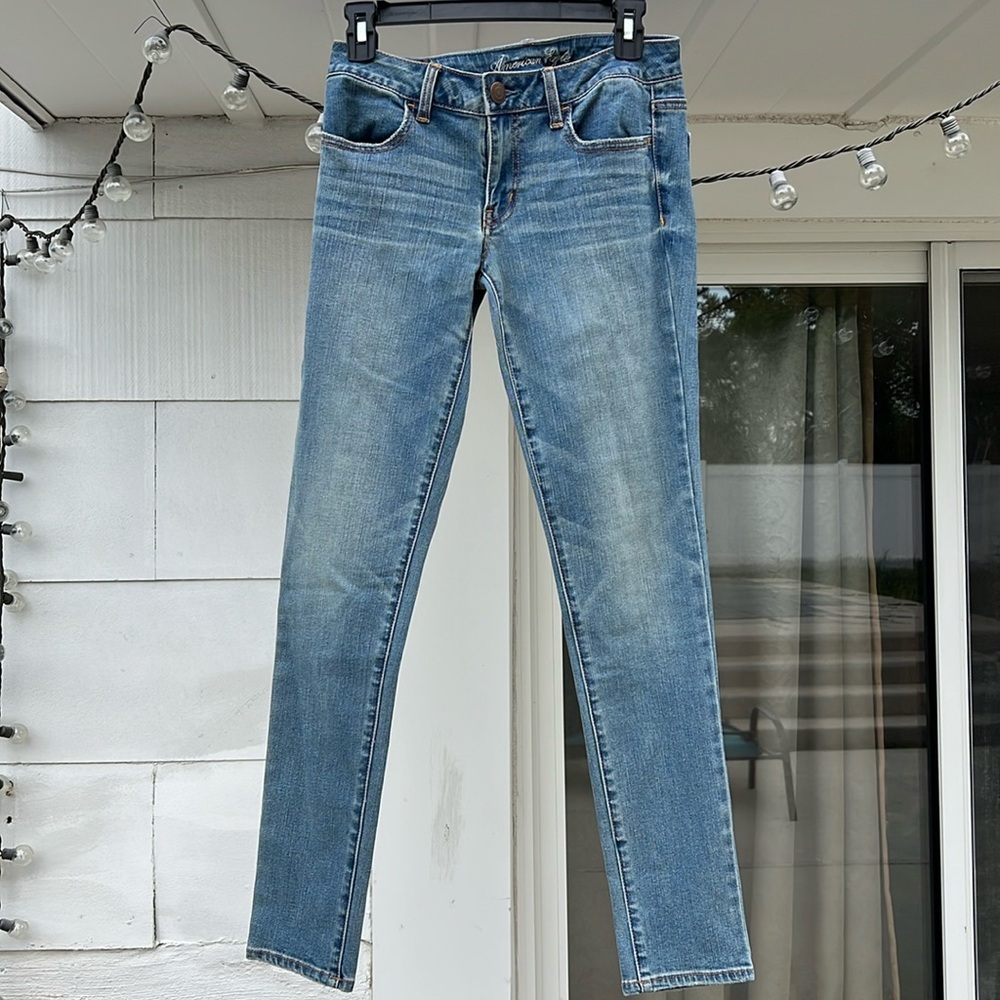 American Eagle Blue Jeggings with Skinny Fit